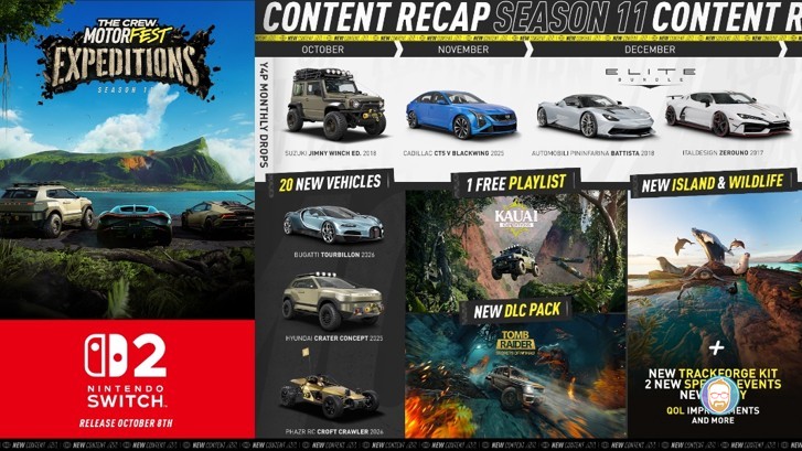 The Crew Motorfest aterriza en Nintendo Switch 2 con su Temporada 11 y una sorpresa de Tomb Raider
